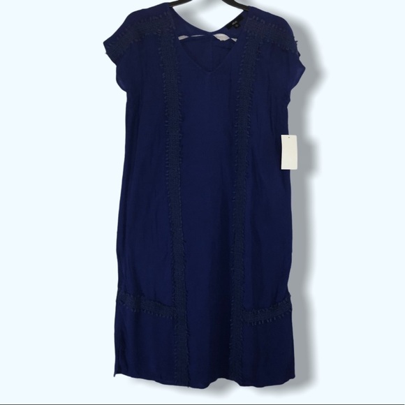 NWT Ellos Blue Lace Boho Dress Sz 12 - Picture 1 of 6